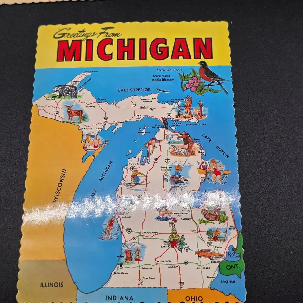 Vintage Michigan Postcard Set Detroit Civic Center Jefferson Avenue Map Lot